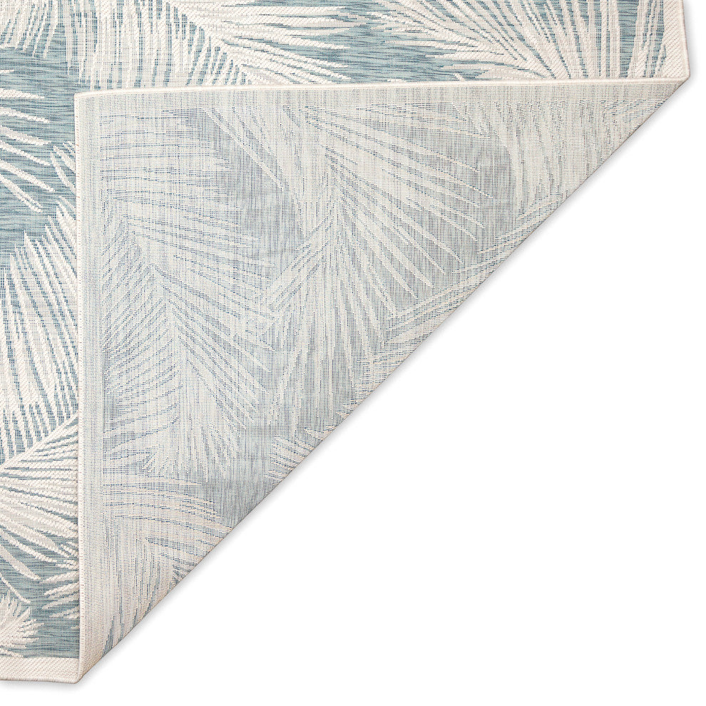 Carmel Fronds Indoor/Outdoor Rug, Aqua, 7'10" Square
