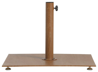 Fiji Patio Umbrella and Base, Beige, Teak Pole, Teak Belize Base