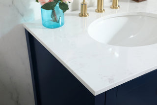 Isabel Single Bathroom Vanity, Blue, 30", Without Backsplash