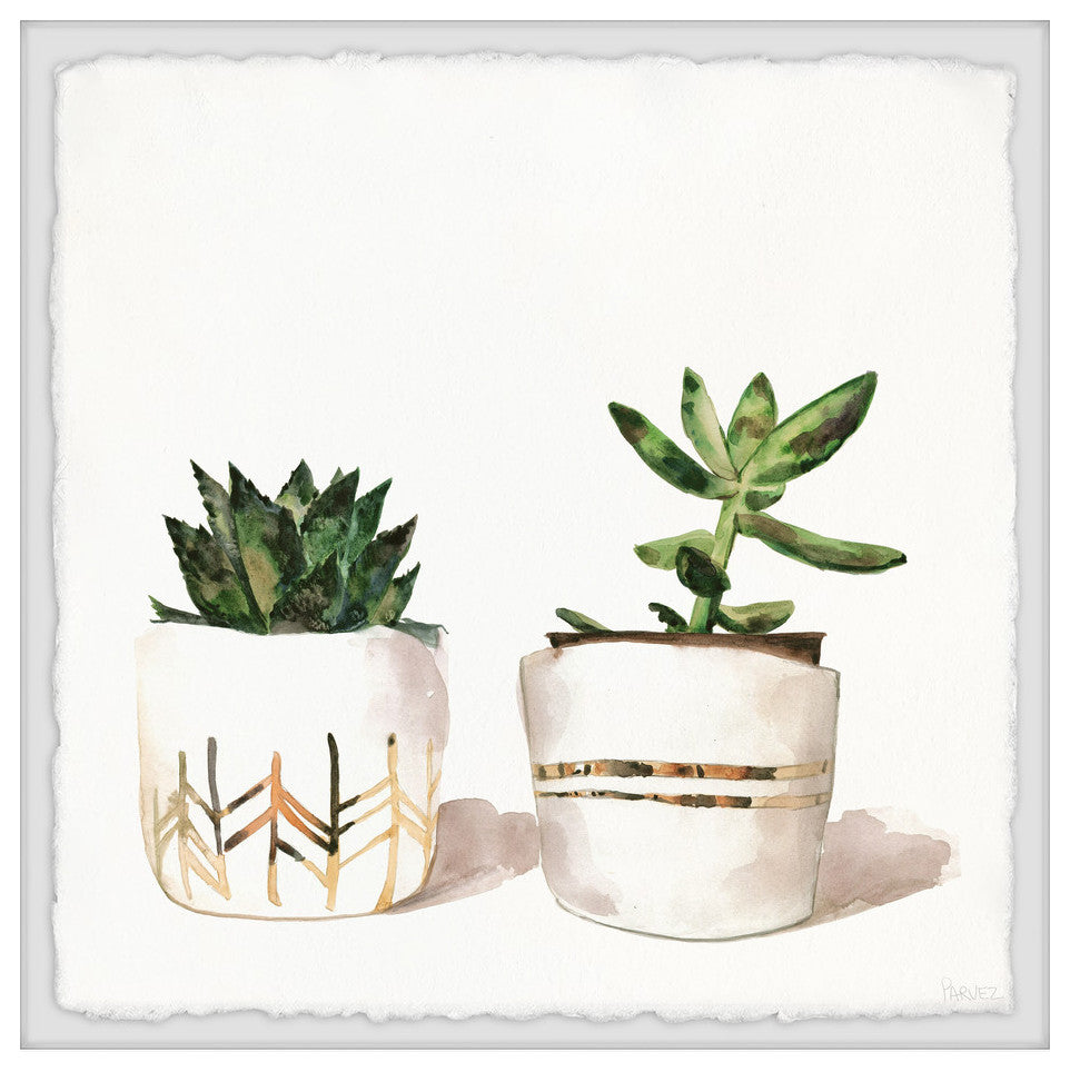 "Golden Potted Cactus" Framed Painting Print, 24"x24"