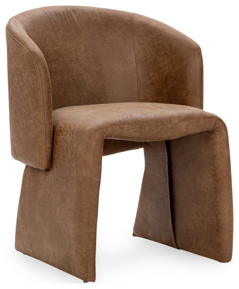 Halstead Upholstered Fabric Dining Chair, Cognac Leather