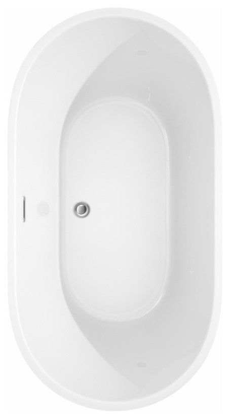 60" Freestanding Bathtub, White, With Faucet