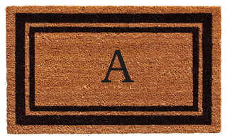 Black Border 18"x30" Monogram Doormat, Letter A