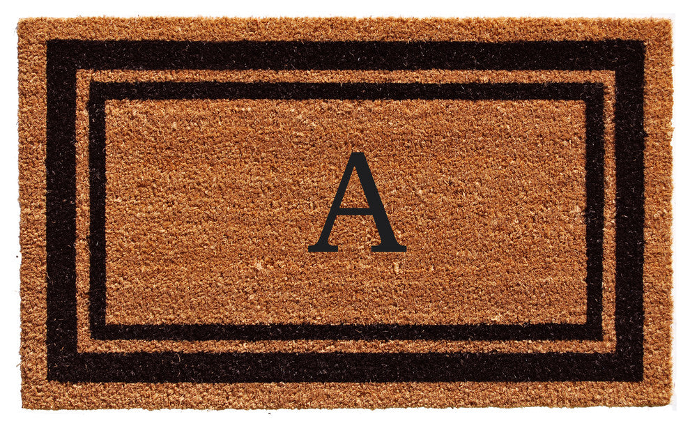 Black Border 18"x30" Monogram Doormat, Letter A