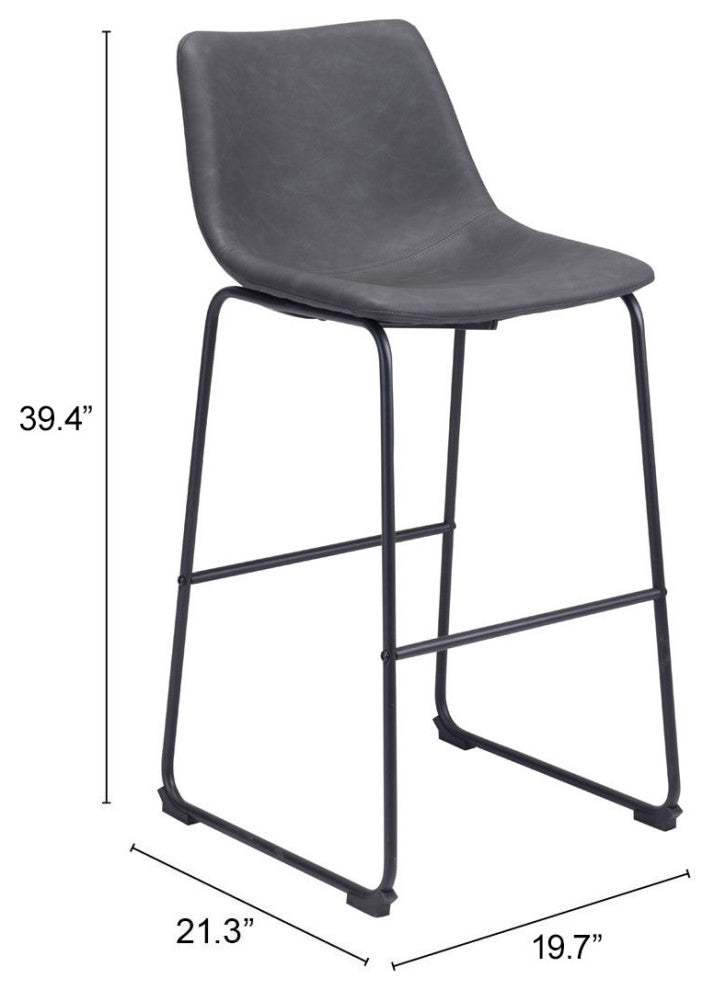 Smart Bar Chair, Set of 2 Charcoal