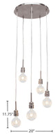 Edge 5-Light Cluster Pendalier, Brushed Nickel Finish with 4 Watt LED Bulb