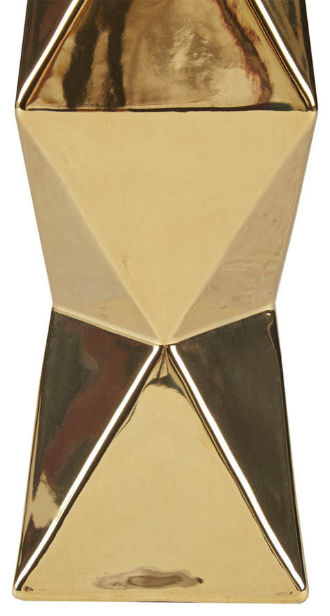 INK+IVY Kenlyn Geometric Ceramic Table Lamp, White, Gold