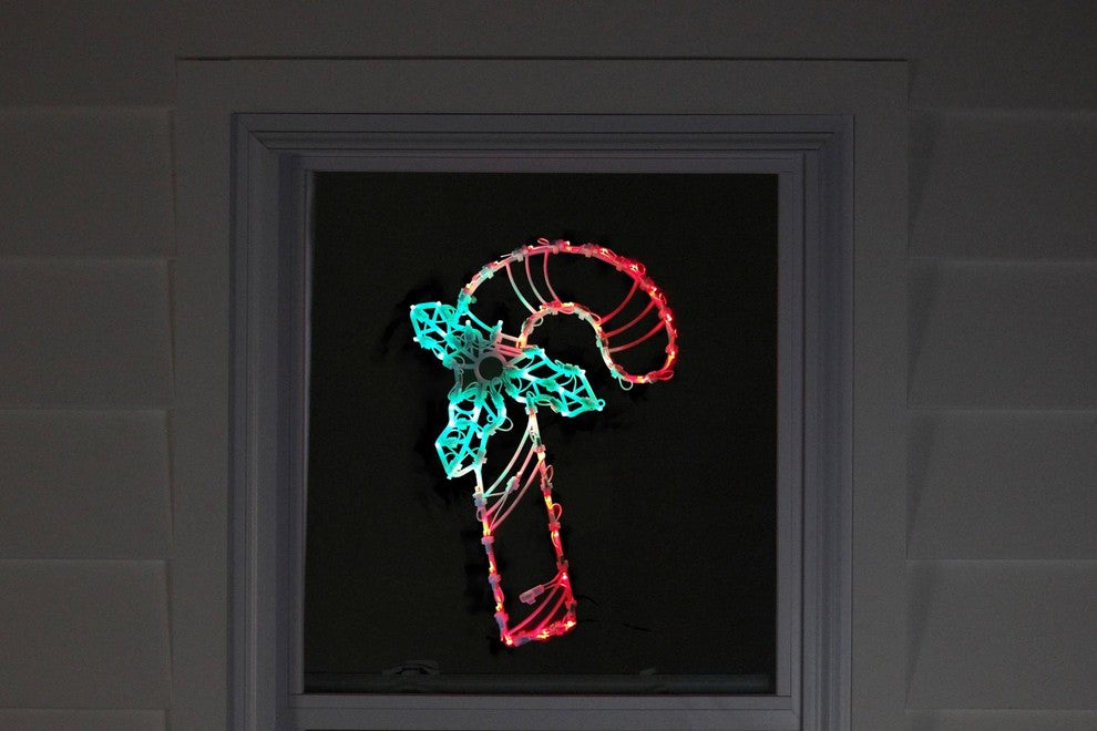 18" LED Lighted Candy Cane Christmas Window Silhouette Decoration