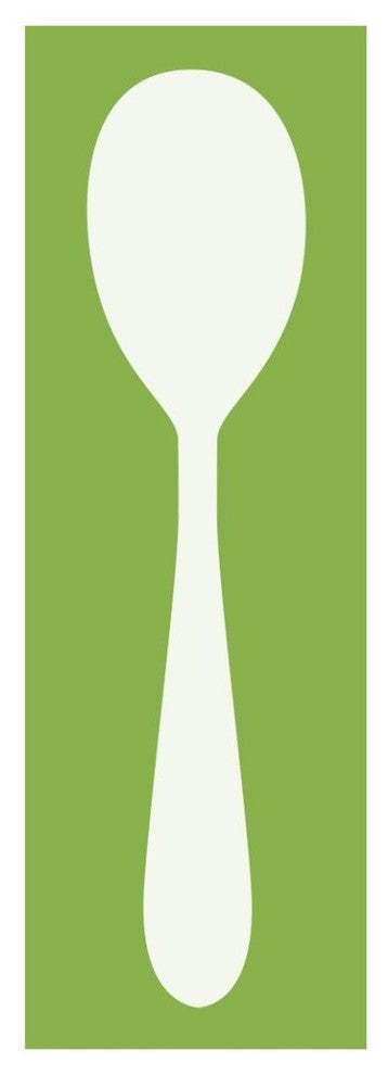 "Mealtime: White on Green - Spoon" Digital Paper Print by BG.Studio, 20"x56"