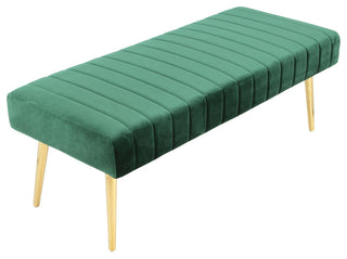 Gold Hilda Bench Velvet Green