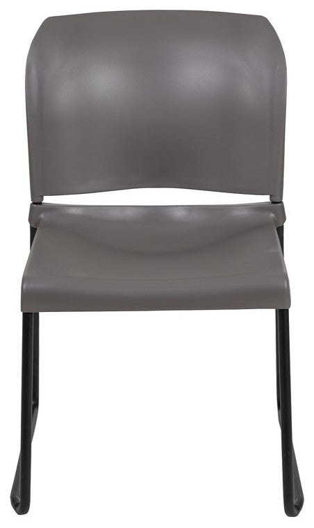 Set of 5 Multifunctional Stackable Chair, Plastic Seat With Sled Base, Gray
