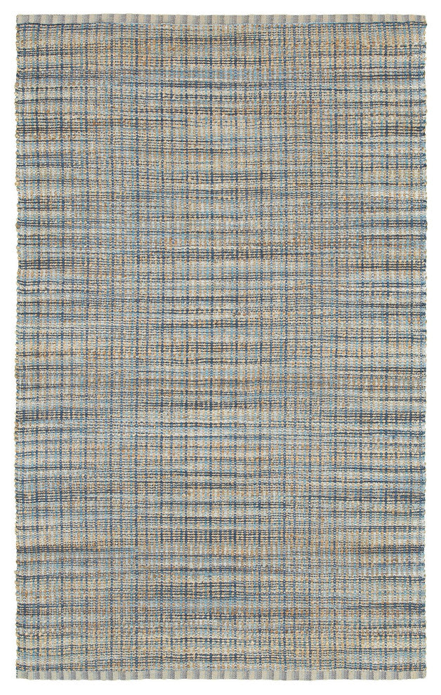 8" x 10" Navy and Natural Interwoven Area Rug