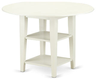 3Pc Dinette Set, Round Table, Two Shelves, 2 Chairs, Cream Dining Chairs Seat
