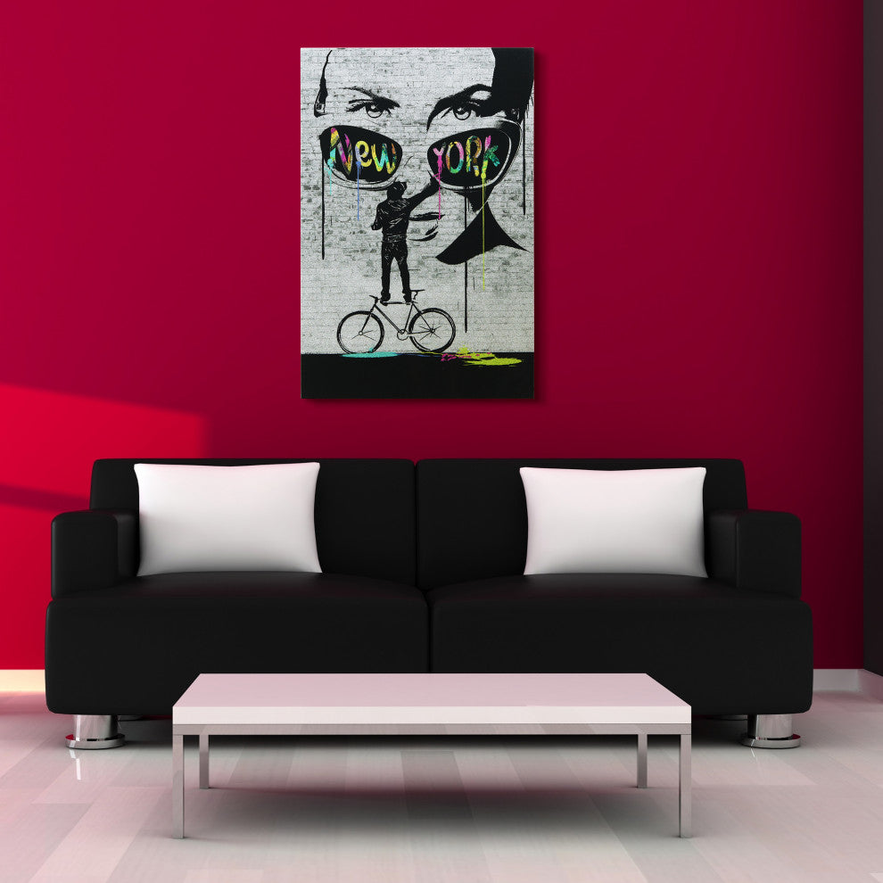 "New York Wall Glitter" High Resolution Graphic Wall Art Print on Wrapped Canvas