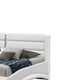 Benzara BM216006 Curved Leatherette Queen Size Bed, Cushioned Paneling, White