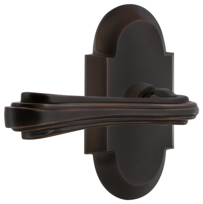 Cottage Plate With Fleur Lever, Timeless Bronze, Privacy, Right-Handed
