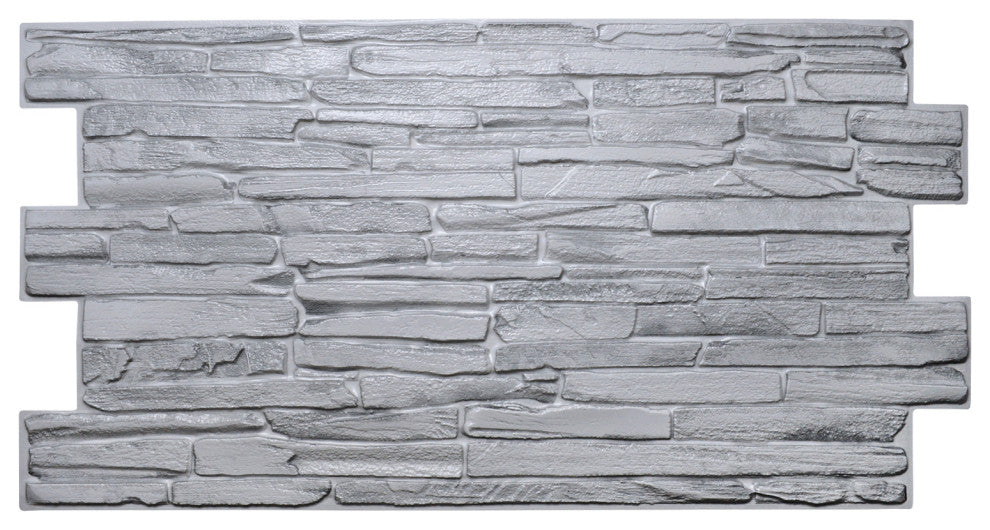 Grey Flagstone 3D Wall Panels, Set of 10, Covers 56.1 Sq Ft