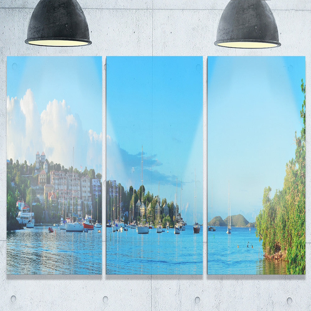 "St John Bay Panoramic View" Metal Wall Art, 3 Panels, 36"x28"