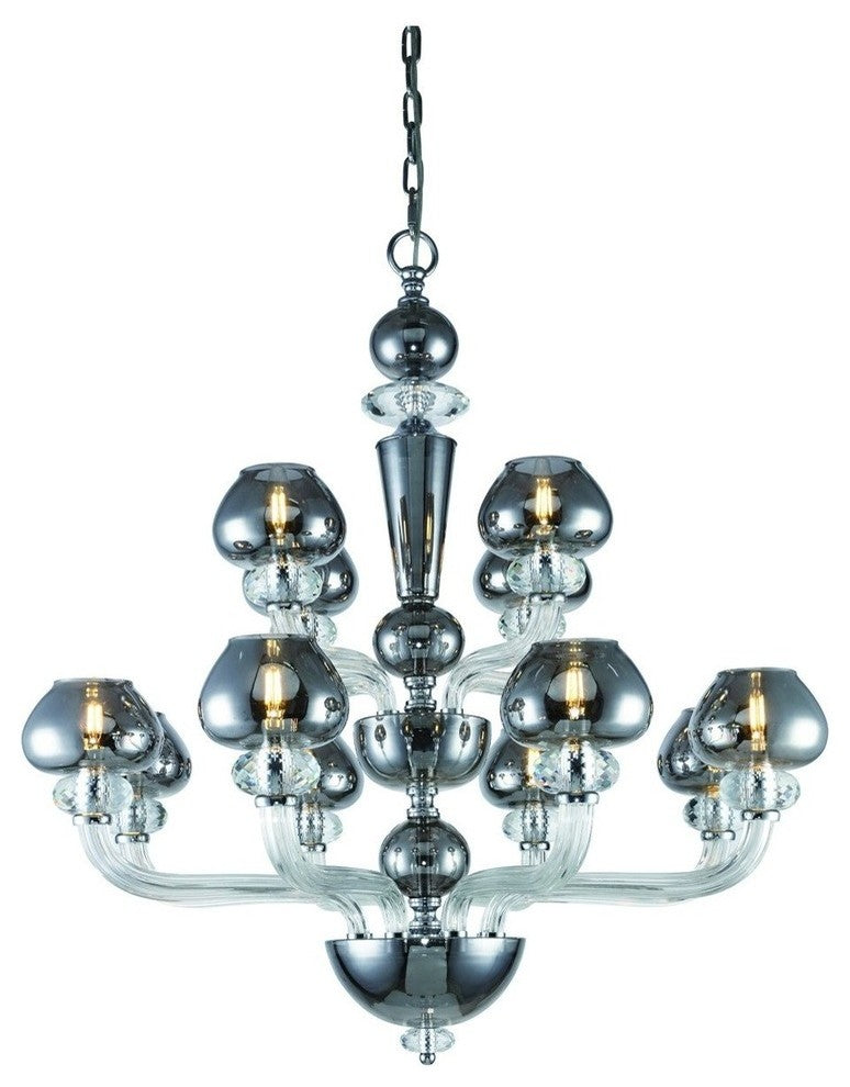 Elegant Lighting Prescott Collection Chandelier, Silver Shade