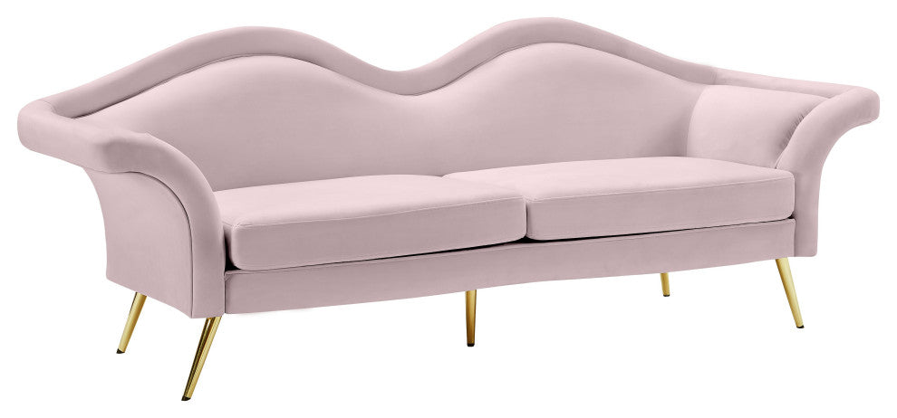 Lips Velvet Upholstered Sofa, Pink