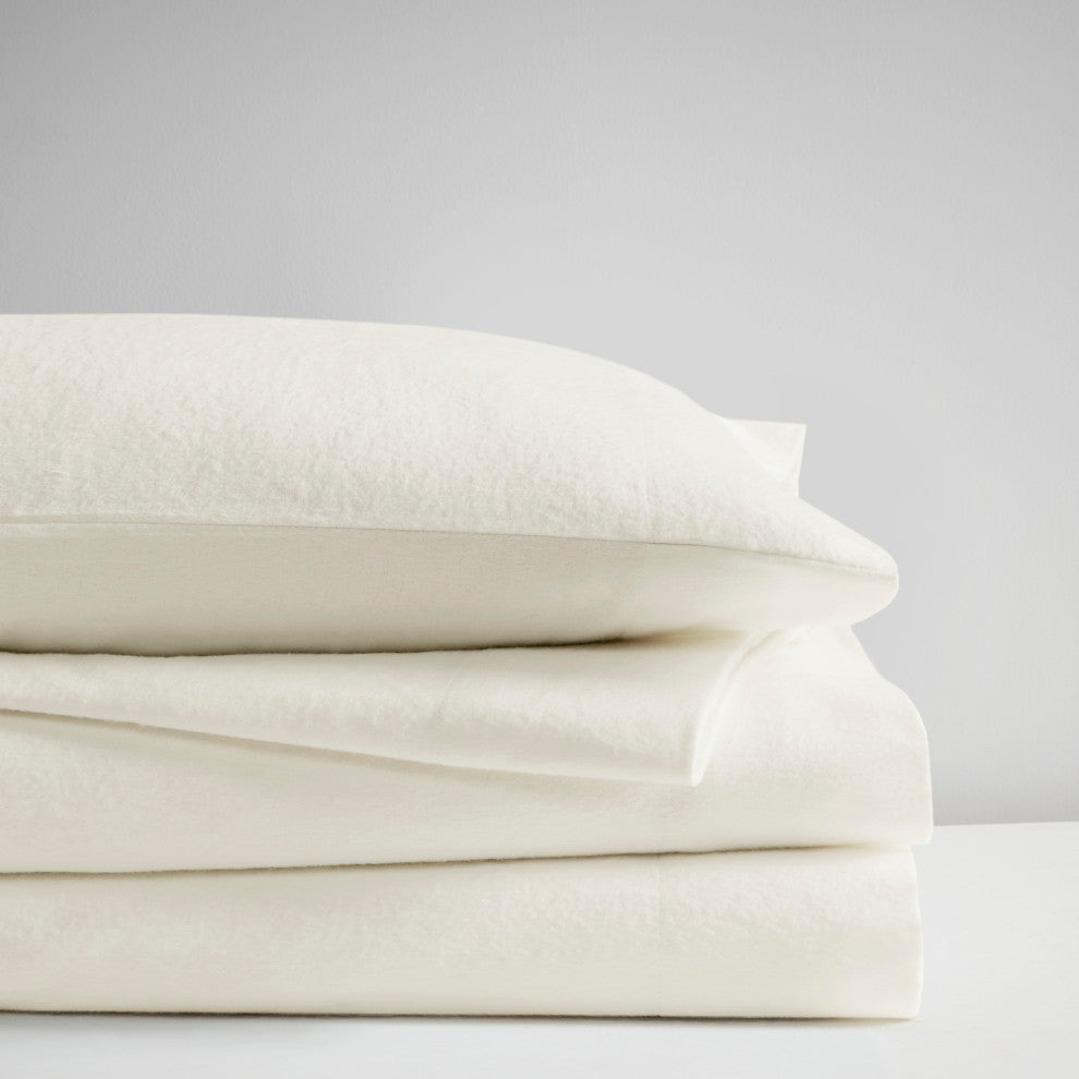 Beautyrest Oversized Flannel 4 Piece Sheet Set, Ivory Solid