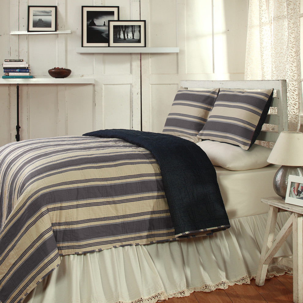 Alden Gray Quilt Set, Queen
