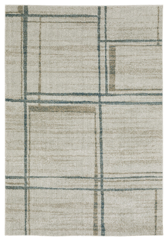 Alistair Distressed Geometric Grey/ Teal Indoor Area Rug, Grey, 9'10"x12'10"
