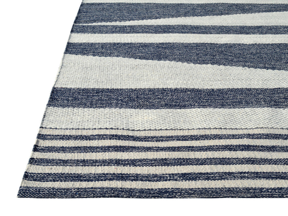 Oak Modern Area Rug, Ivory/Denim, 8'x10'
