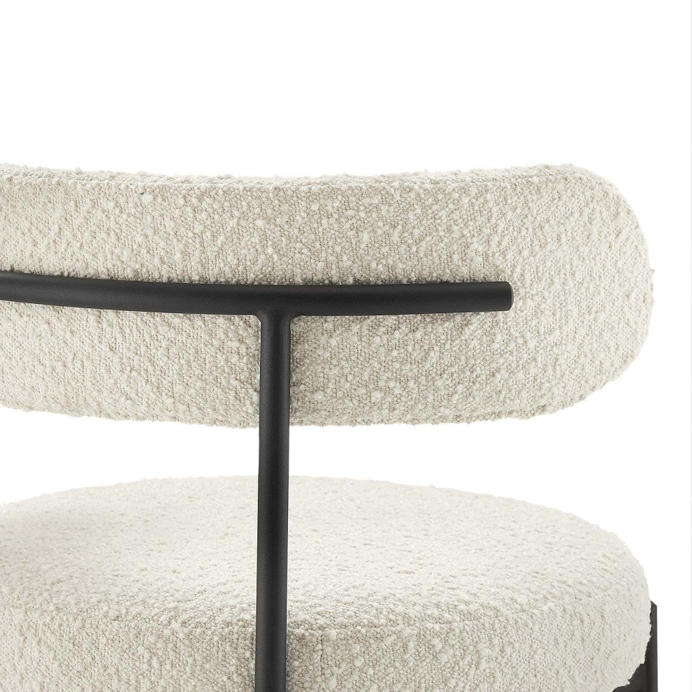Albie Boucle Fabric Bar Stools - Set of 2 - Ivory Black