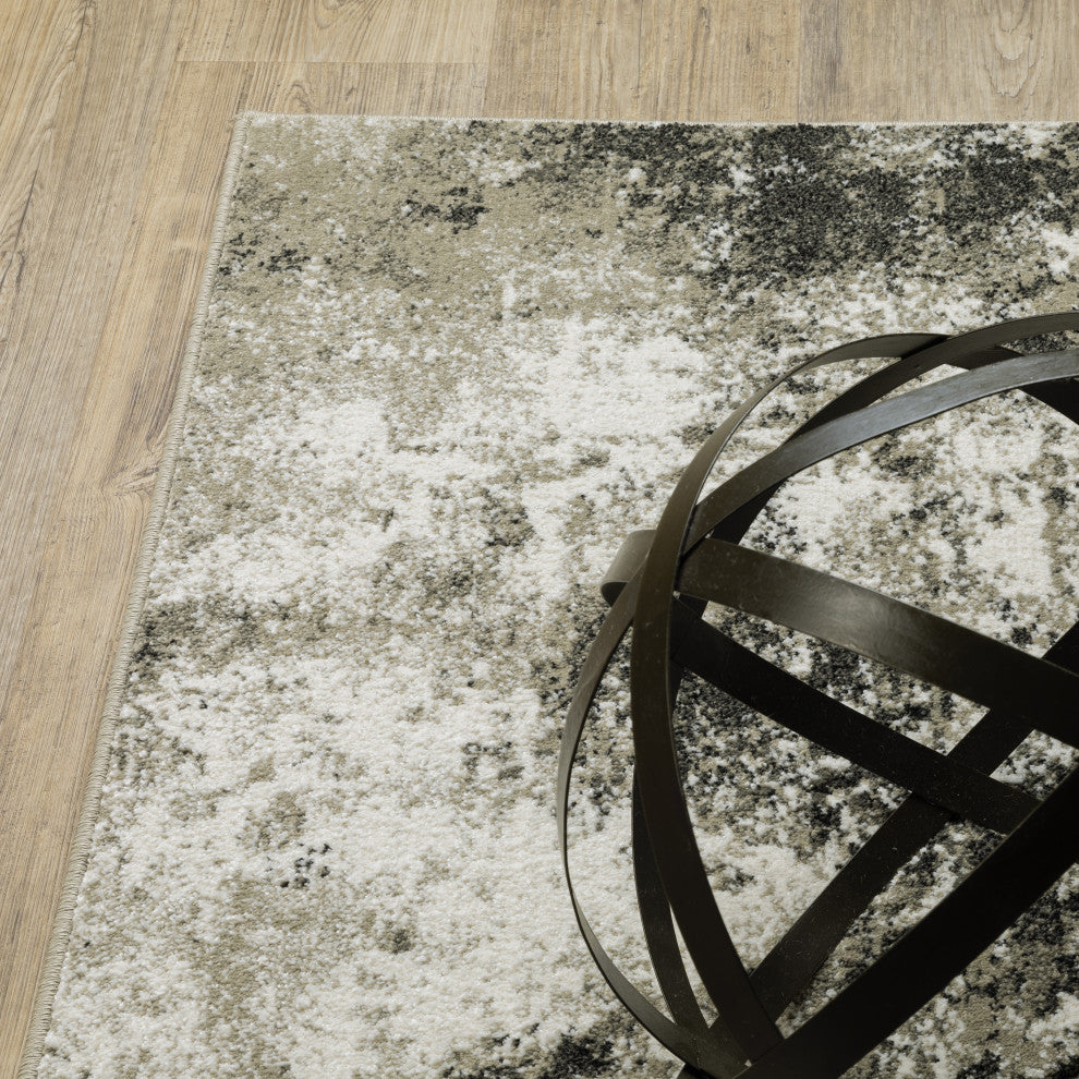Vander Casual Abstract Power-Loomed Area Rug, Charcoal/Beige, 9'10"x12'10"