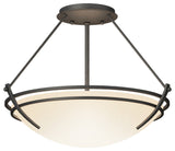 Presidio Tryne Small Semi-Flush, Natural Iron Finish, Opal Glass