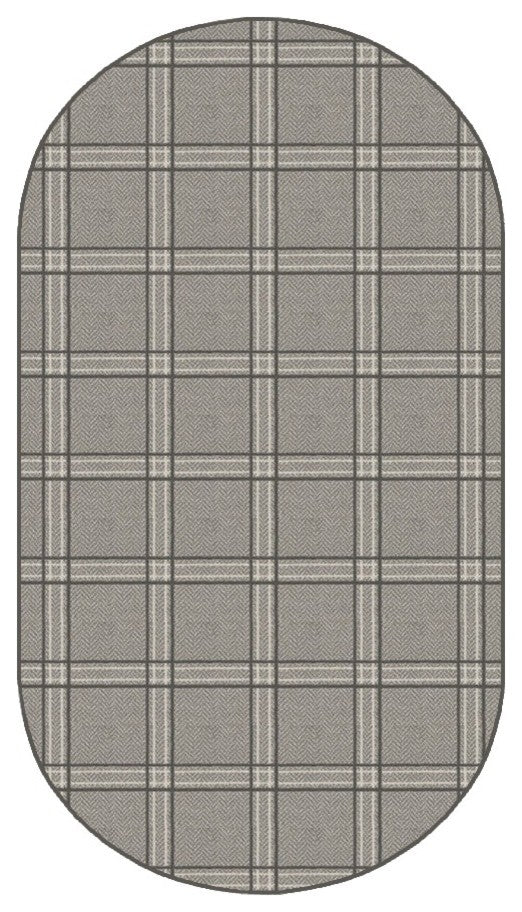 Greyfell Herrington Plaid Area Rug Milliken Tactesse Nylon, Oval 4'x6'