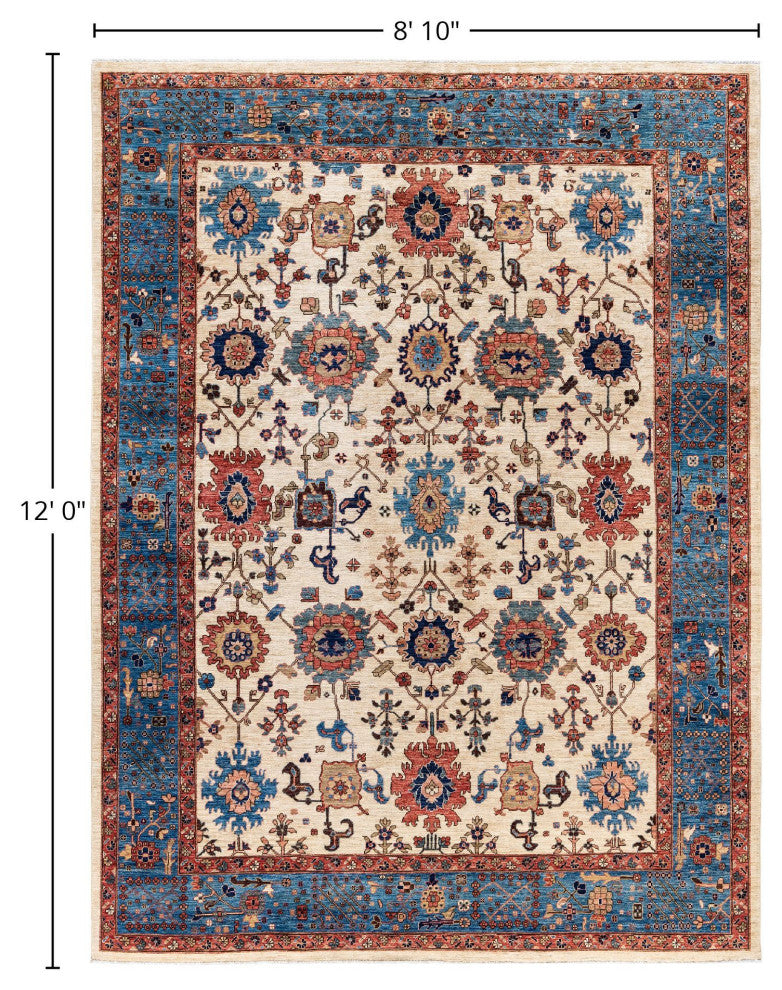 Serapi One-of-a-Kind Hand-Knotted Area Rug Ivory, 8'10" x 12'0"