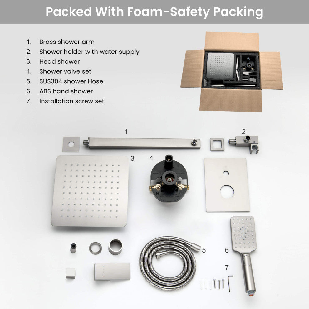 Cube Pressure 2-Function Shower System, Rough-In Valve, Brushed Nickel