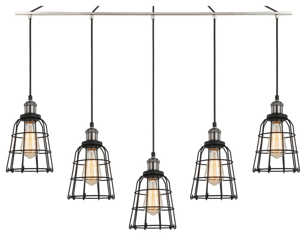 Woodbridge Lighting Fulton 5-Light Wire Cage Linear Pendant with ST64 Bulb