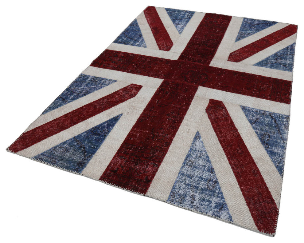 Rug N Carpet - Handwoven Oriental 5' 7'' x 8' 0'' Flag Patchwork Rug