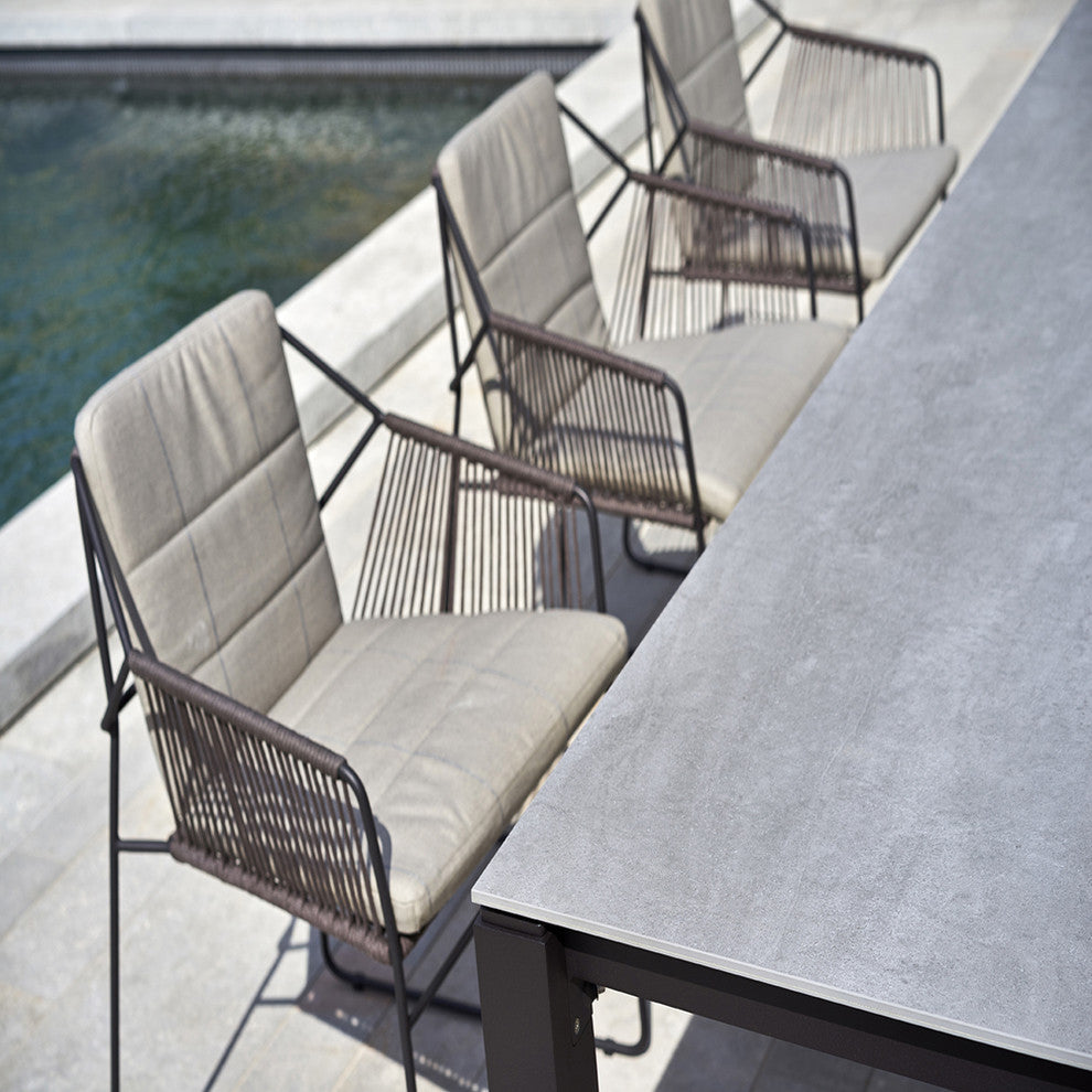 OASIQ SANDUR Armchair Woven, Rope: Taupe, Cushions: Brick, Stainless Steel Frame