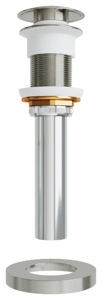 VIGO 1.75" W Bathroom Sink Pop-Up Drain, Brushed Nickel, Without Overflow, Vessel, With Mounting Ring