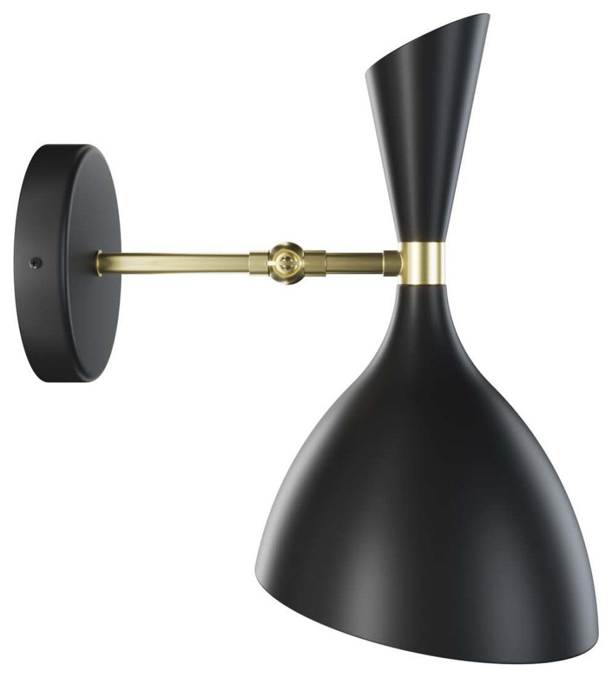 Sconce Wall Lamp Light Fixture, Black, Metal, Modern Cafe Bistro Hospitality