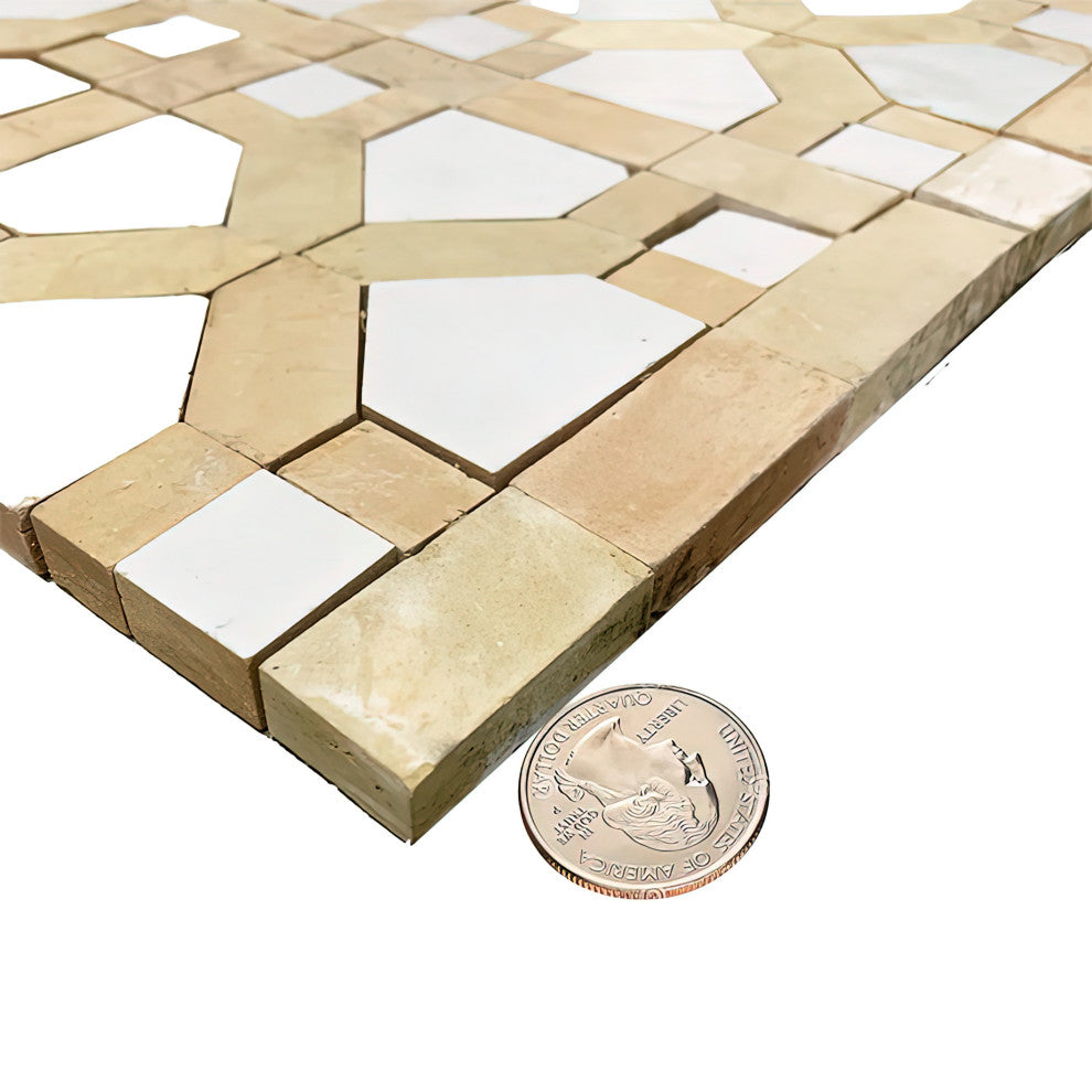 Contemporary Zellige Panels, 12"x12"x1/2", Unglazed With Off-White