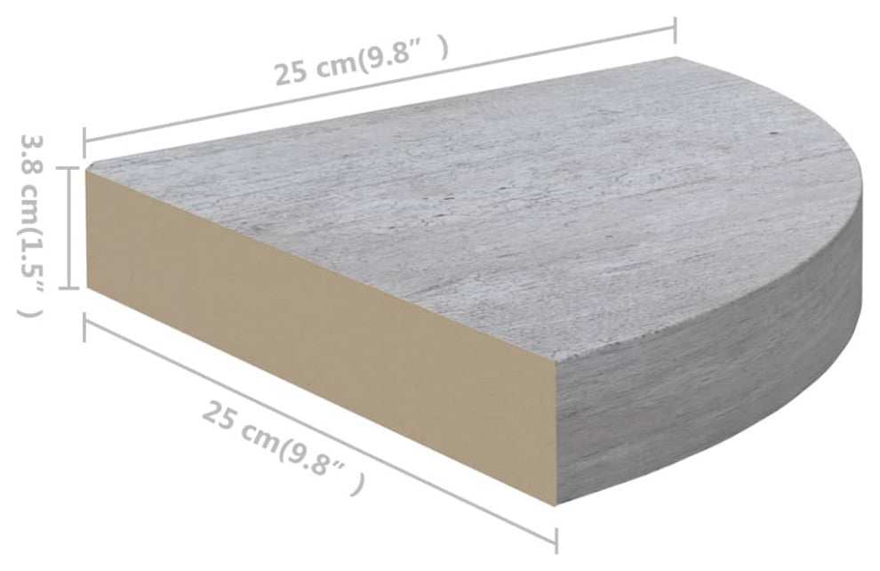 vidaXL Wall Corner Shelves Wall Floating Corner Shelf 2 Pcs Concrete Gray MDF