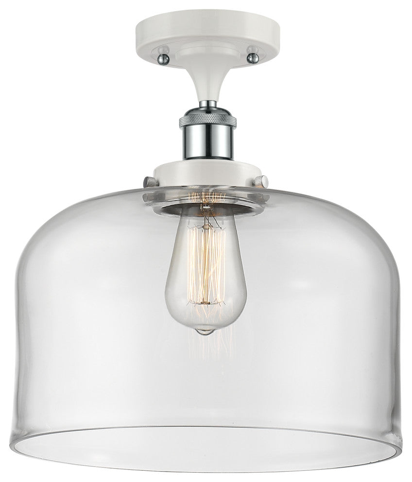 Innovations 916-1C-WPC-G72-L 1-Light Semi-Flush Mount, White, Polished Chrome