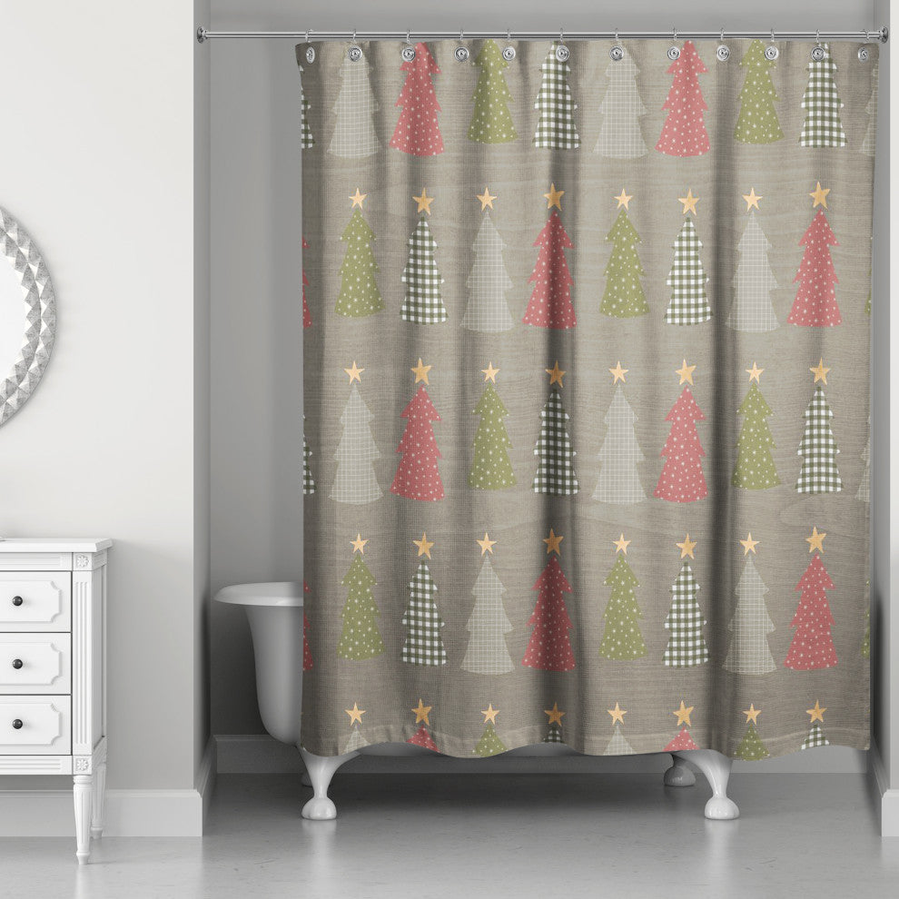 Gray Tree Pattern 71x74 Shower Curtain