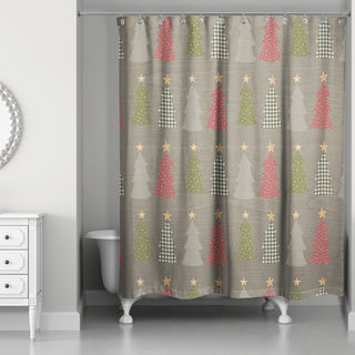 Gray Tree Pattern 71x74 Shower Curtain