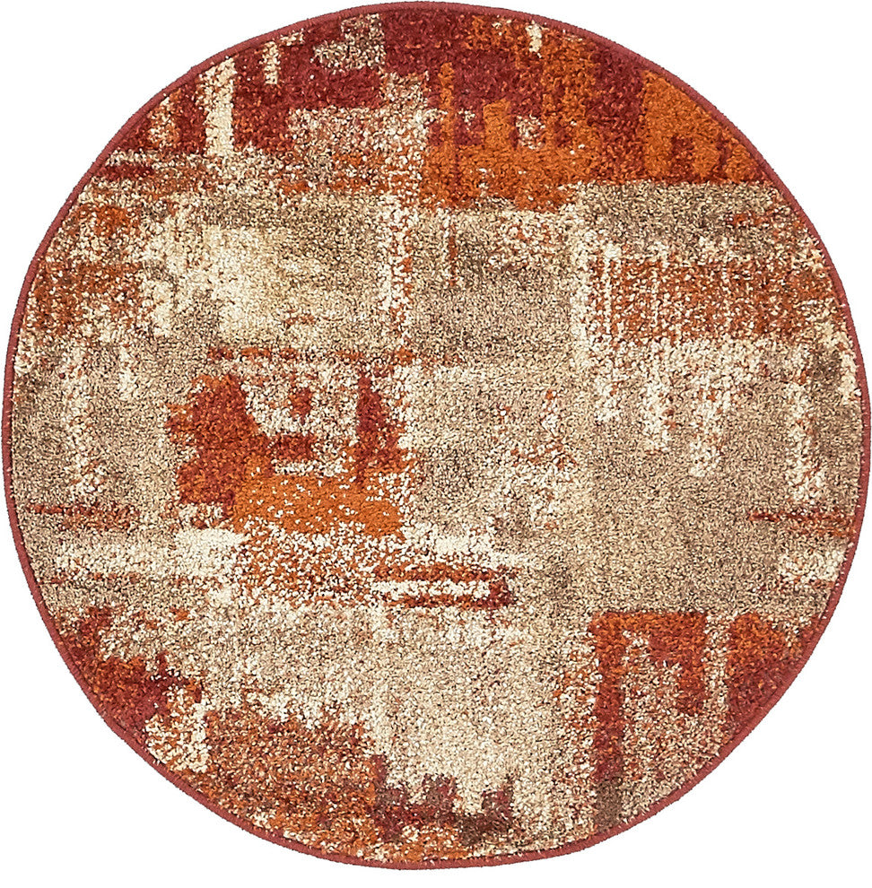 Unique Loom Multicolored Autumn Cinnamon 3'' 3 x 3'' 3 Round Rug