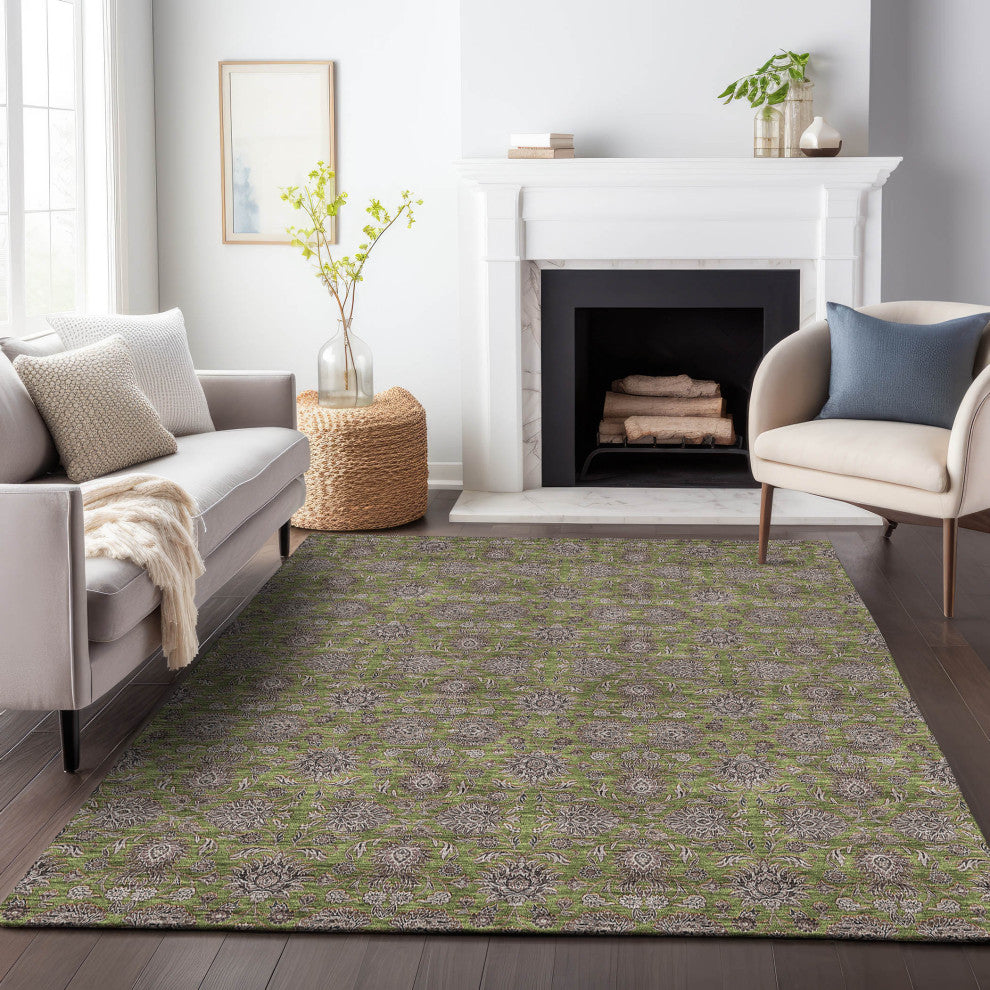 Premium Machine Washable Mayfield AMF702 Olive 10' x 14' Rug