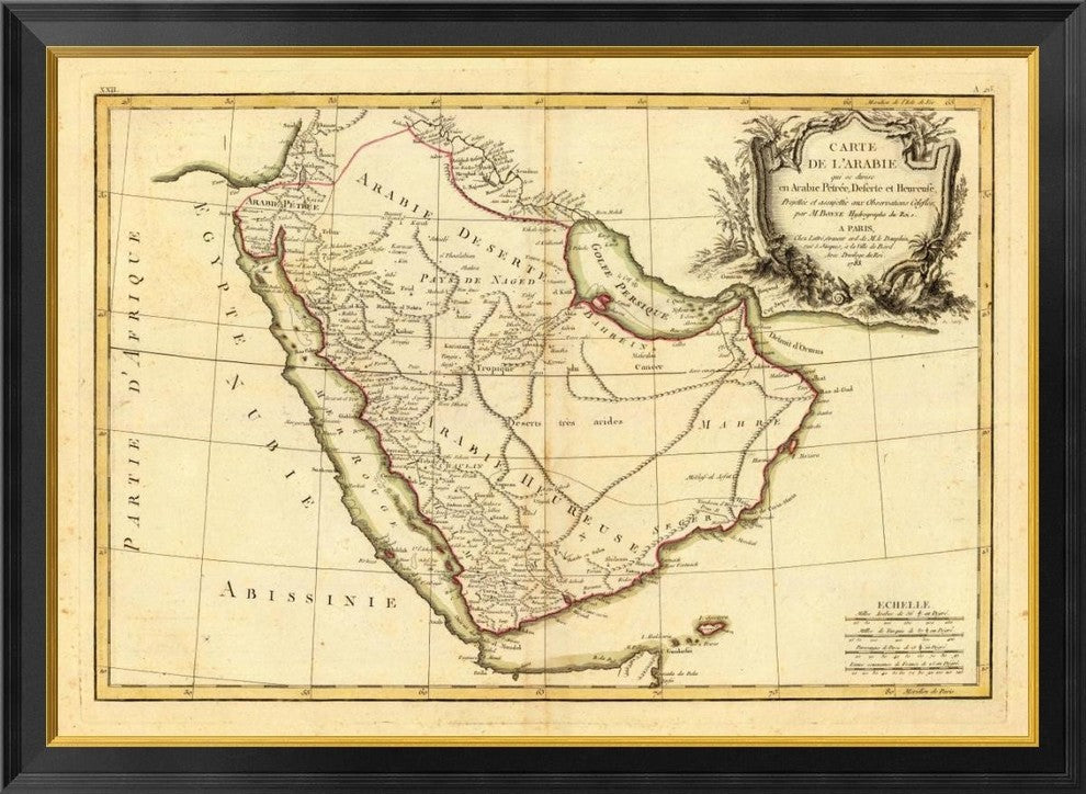 "Arabie, 1785" Framed Canvas Giclee by Rigobert Bonne, 40x29"