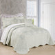Damask Embroidered Quilted 4 Piece Bed Spread Sets, Antique White, Queen