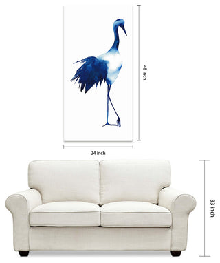 "Ink Drop Crane 1" Wall Art on Frameless Free Floating Tempered Glass Panel