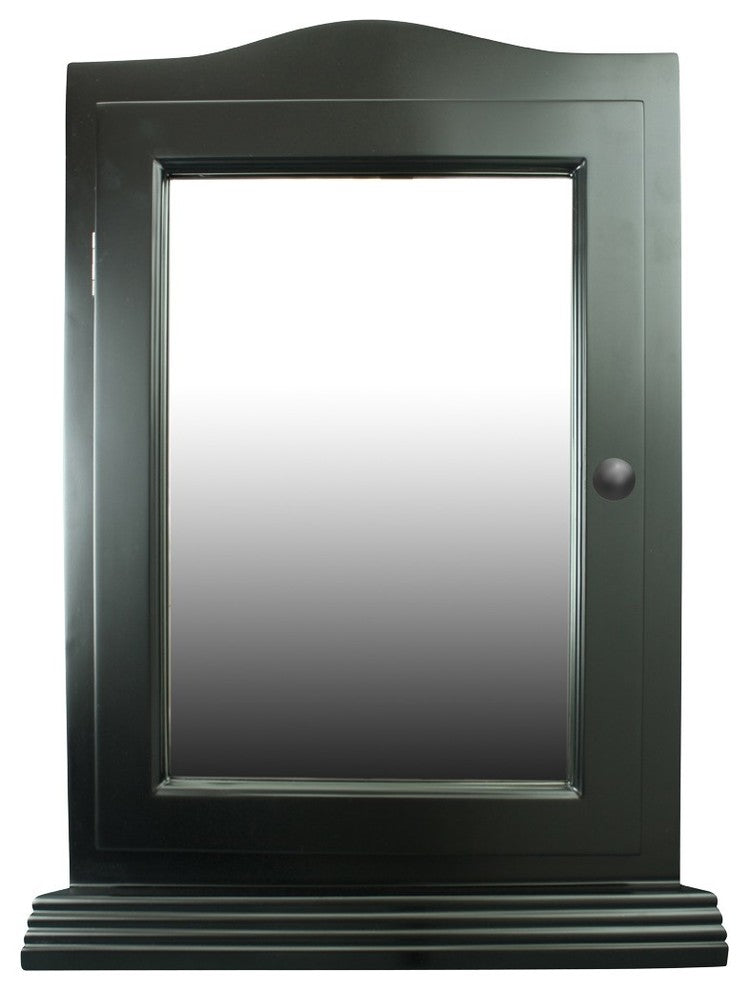 Black Bathroom Wall Mount Corner Medicine Cabinet  Solid Wood Recessed Mirror